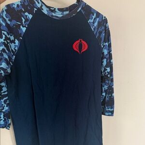Limited edition G.I Joe Exclusive baseball tee  Blue Camo Sleeves (Unisex XS)